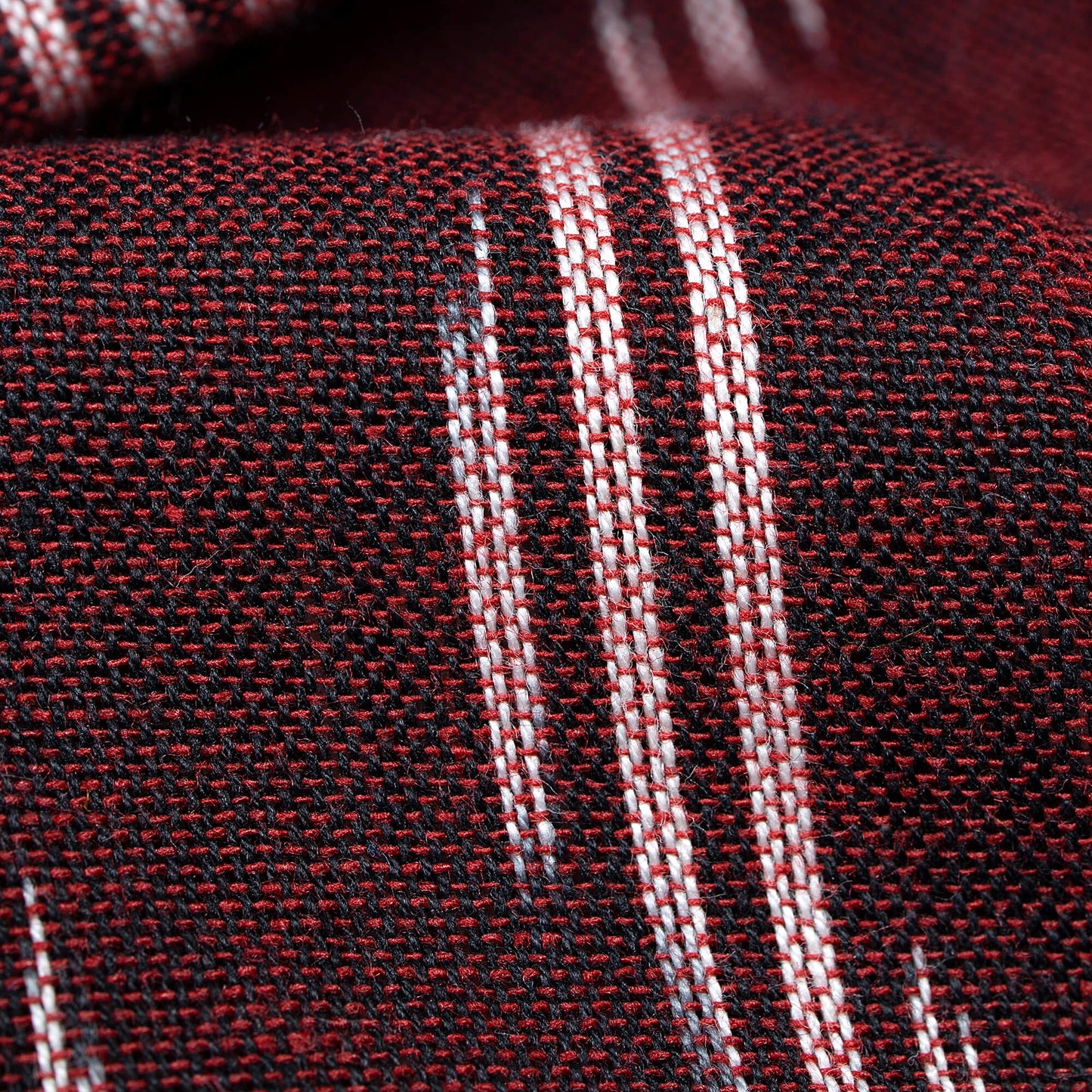 Blood Red Stripes Pattern Pre-Washed Ikat Cotton Fabric
