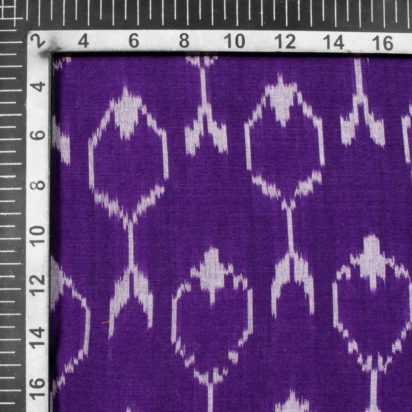 (Cut Piece 1.2 Mtr) Indigo Blue And Snow White Abstract Pattern Pre-Washed Mercerised Ikat Cotton Fabric