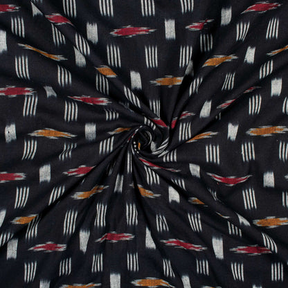 Black And White Abstract Pattern Pre-Washed Double Ikat Cotton Fabric