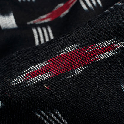 Black And White Abstract Pattern Pre-Washed Double Ikat Cotton Fabric