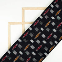 Black And White Abstract Pattern Pre-Washed Double Ikat Cotton Fabric