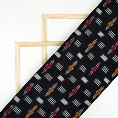 Black And White Abstract Pattern Pre-Washed Double Ikat Cotton Fabric