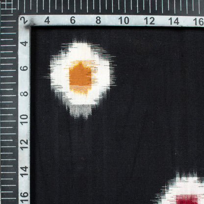Black And Dijon Yellow Abstract Pattern Pre-Washed Double Ikat Cotton Fabric