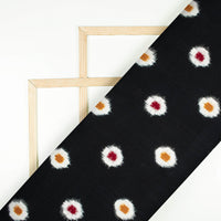 Black And Dijon Yellow Abstract Pattern Pre-Washed Double Ikat Cotton Fabric