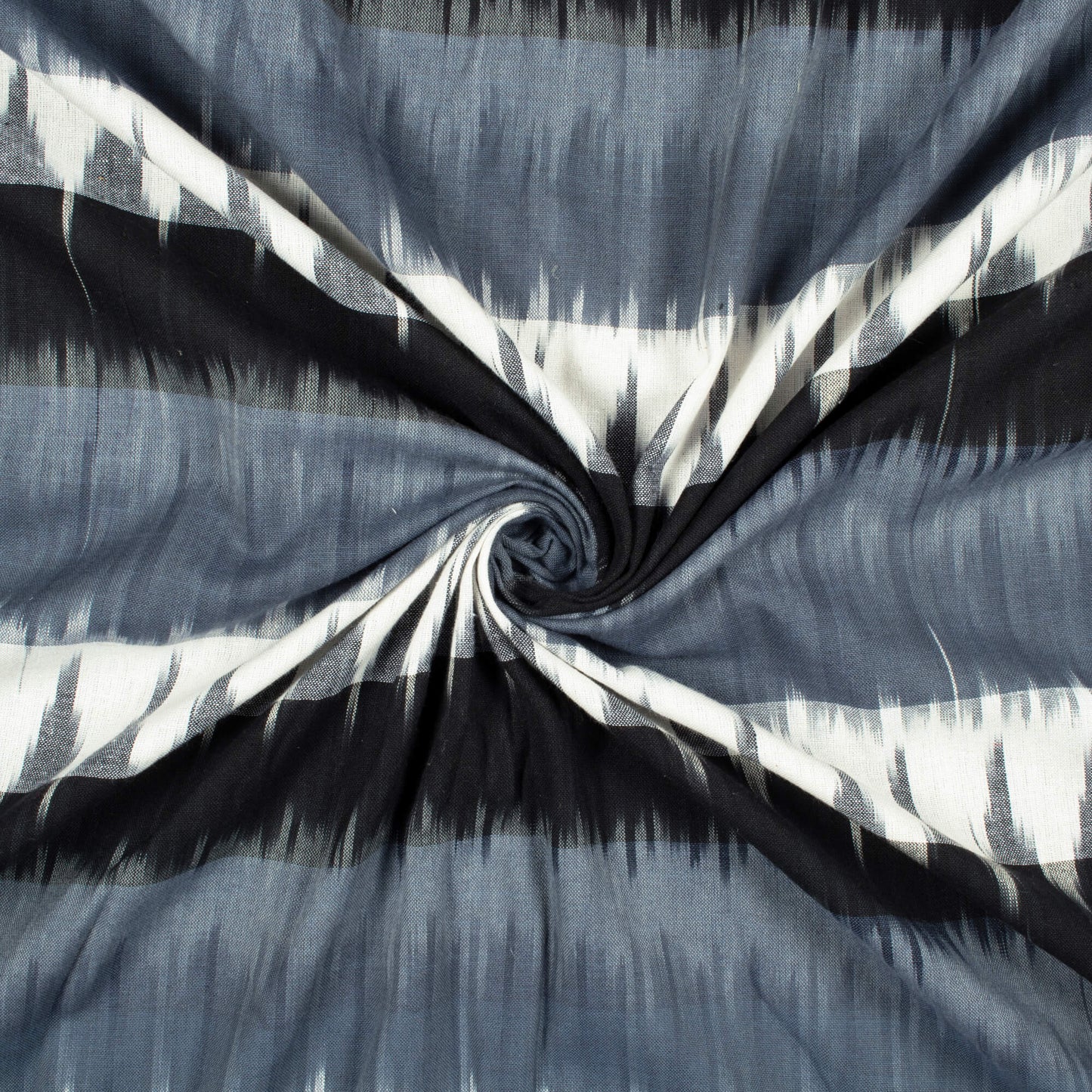 Shark Grey And White Chevron Pattern Woven 3D Pre-Washed Cotton 3D Ikat Fabric