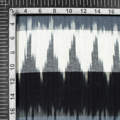 Shark Grey And White Chevron Pattern Woven 3D Pre-Washed Cotton 3D Ikat Fabric