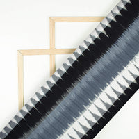 Shark Grey And White Chevron Pattern Woven 3D Pre-Washed Cotton 3D Ikat Fabric