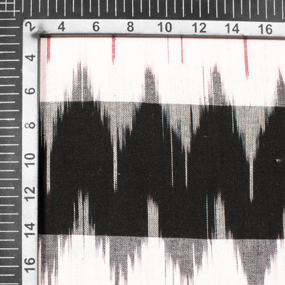 Blood Red And Black Chevron Pattern Woven Pre-Washed Cotton 3D Ikat Fabric