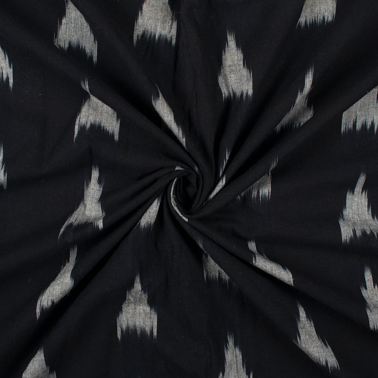Black And White Abstract Pattern Pre-Washed Cotton Ikat Fabric