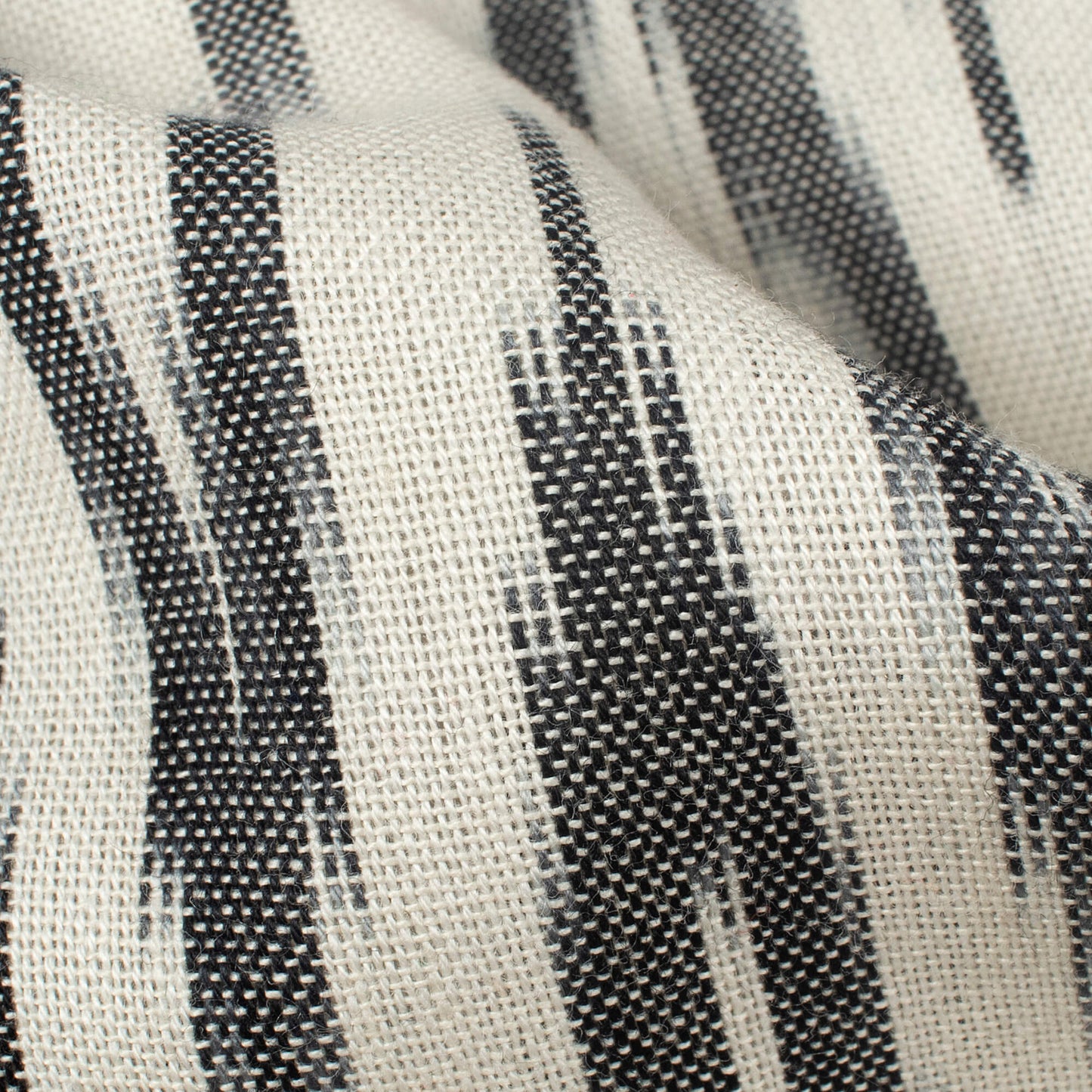 Delicate White And Black Chevron Pattern Pre-Washed Ikat Cotton Fabric