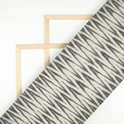 Delicate White And Black Chevron Pattern Pre-Washed Ikat Cotton Fabric