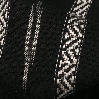 Black And White Stripes Pattern Pre-Washed Dobby Ikat Cotton Fabric