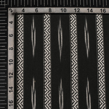 Black And White Stripes Pattern Pre-Washed Dobby Ikat Cotton Fabric
