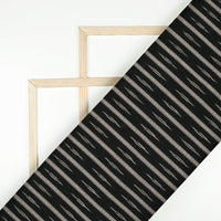 Black And White Stripes Pattern Pre-Washed Dobby Ikat Cotton Fabric