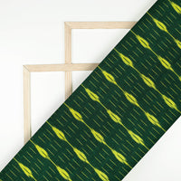 Forest Green And Lime Green Stripes Pattern Pre-Washed Ikat Cotton Fabric