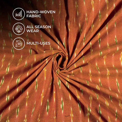 Cider Orange Pre-Washed Pochampally Ikat Cotton Fabric