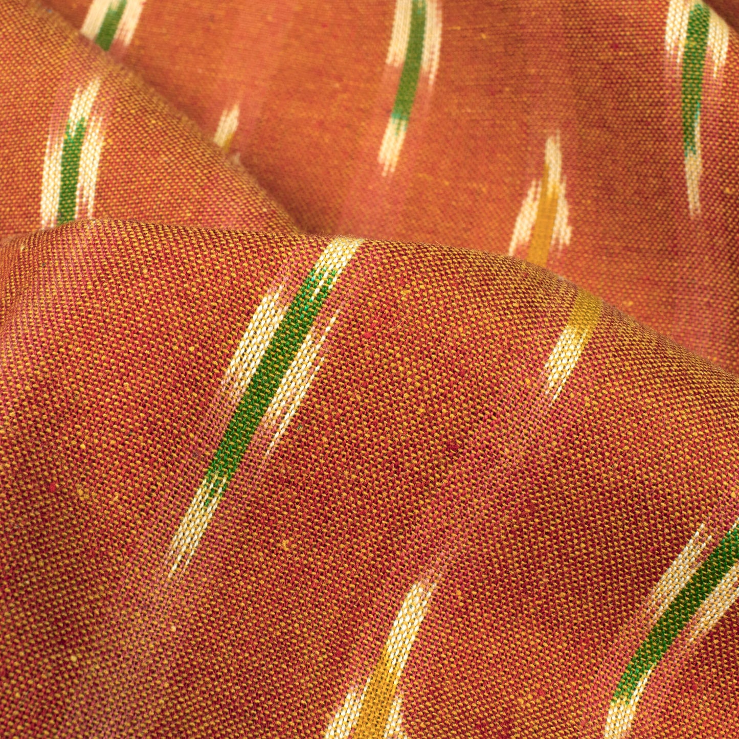 Cider Orange Pre-Washed Pochampally Ikat Cotton Fabric