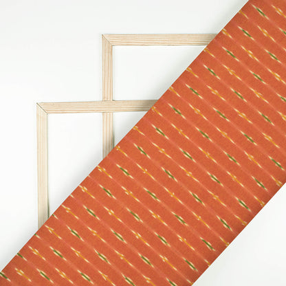 Cider Orange Pre-Washed Pochampally Ikat Cotton Fabric