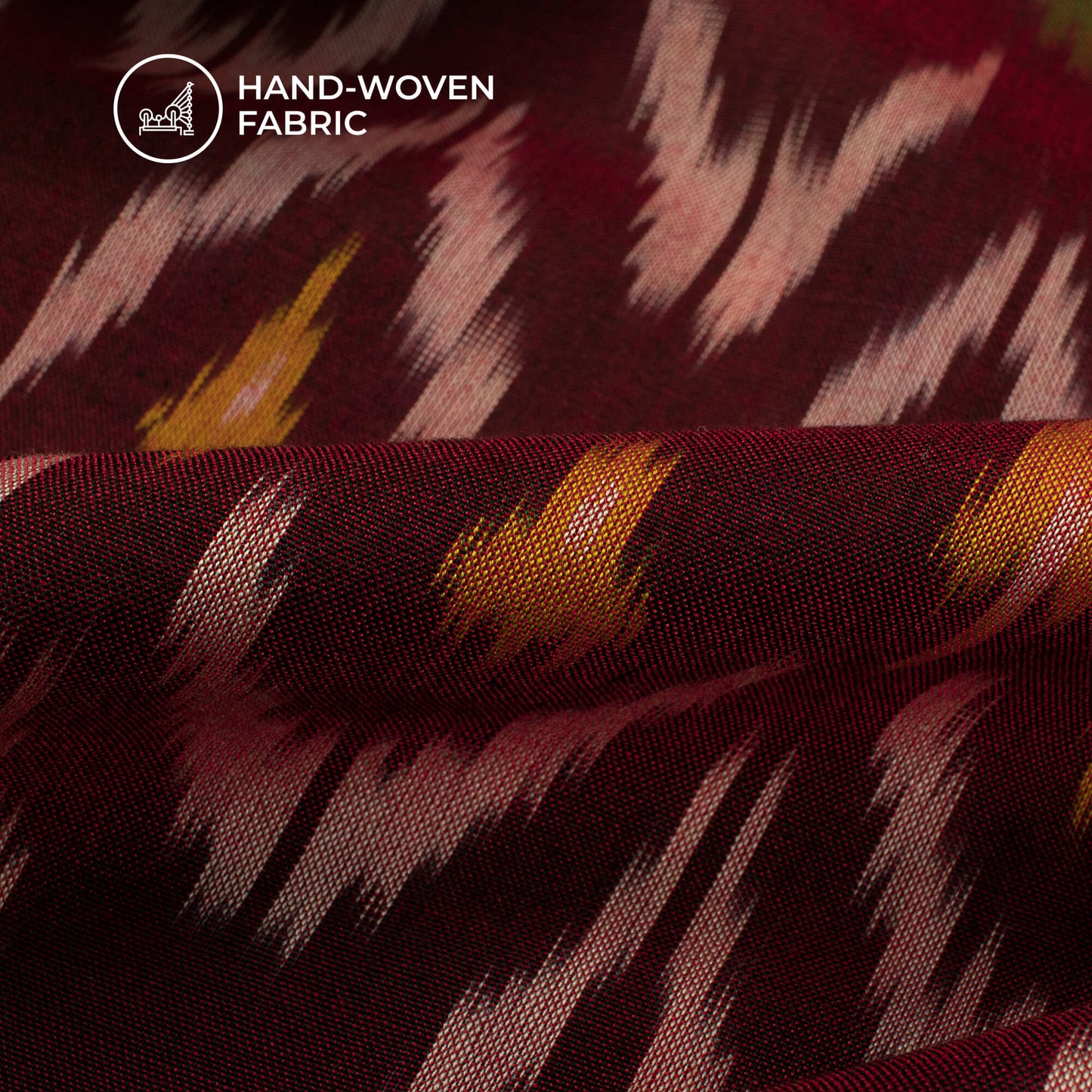 Maroon Pochampally Pre-Washed Mercerised Ikat Cotton Fabric