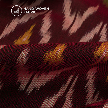 Maroon Pochampally Pre-Washed Mercerised Ikat Cotton Fabric