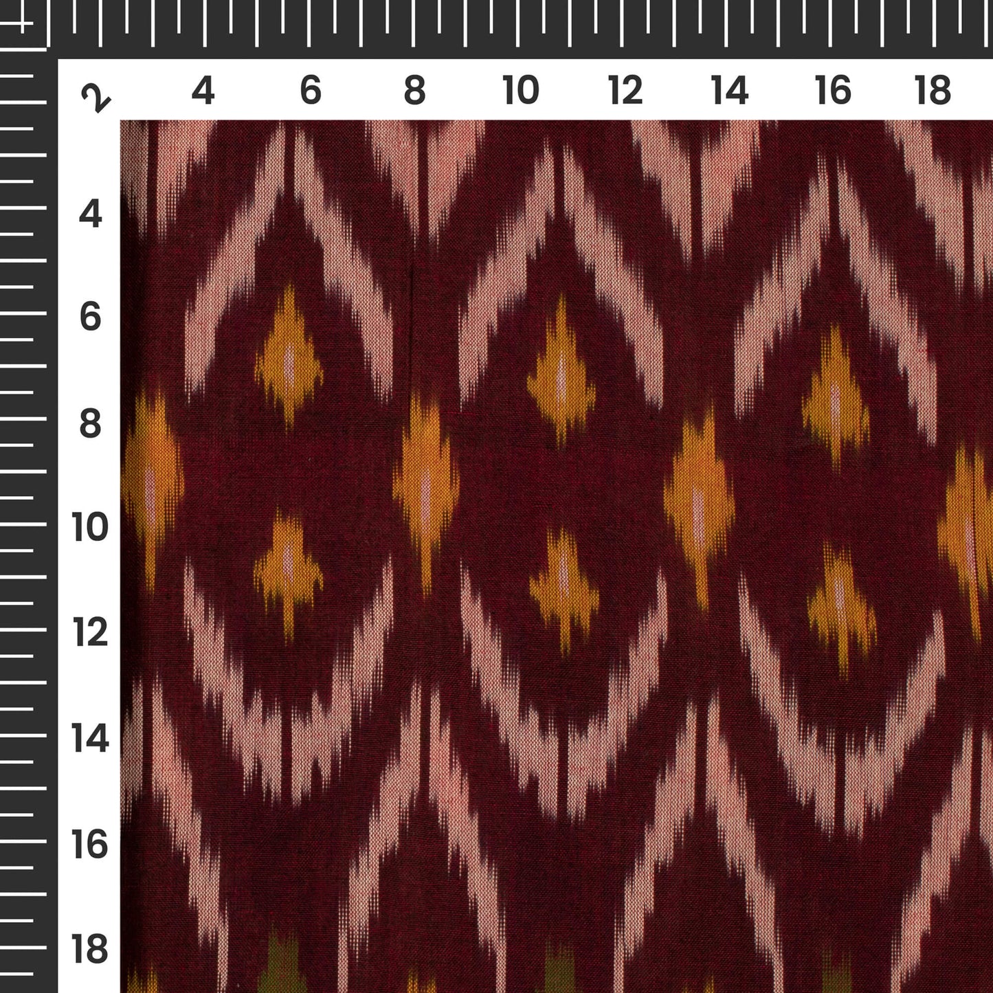 Maroon Pochampally Pre-Washed Mercerised Ikat Cotton Fabric