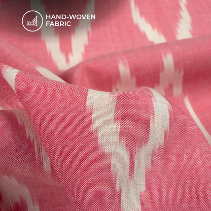 Rose Pink Pochampally Pre-Washed Mercerised Ikat Cotton Fabric