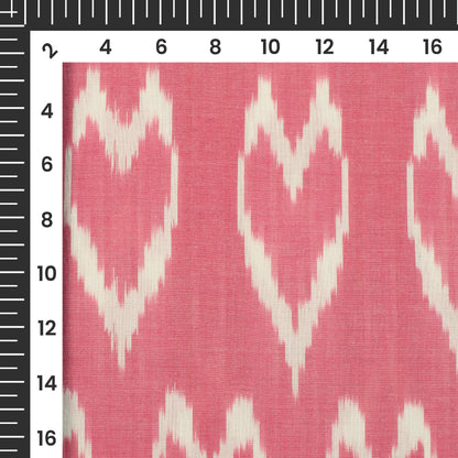Rose Pink Pochampally Pre-Washed Mercerised Ikat Cotton Fabric