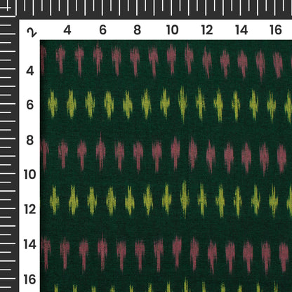 Dark Green Pochampally Pre-Washed Mercerised Ikat Cotton Fabric