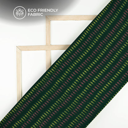 Dark Green Pochampally Pre-Washed Mercerised Ikat Cotton Fabric