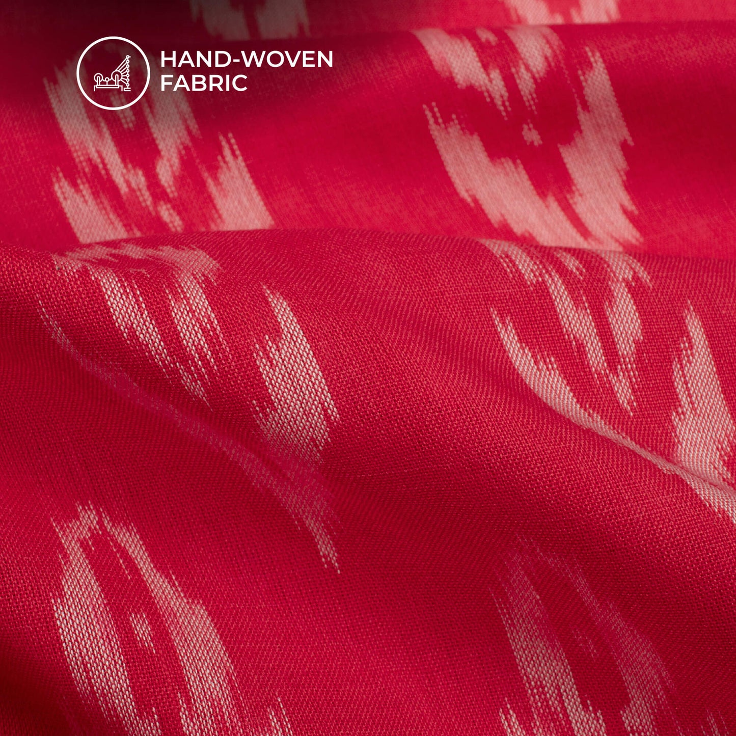 Fiery Rose Pink Pochampally Pre-Washed Mercerised Ikat Cotton Fabric