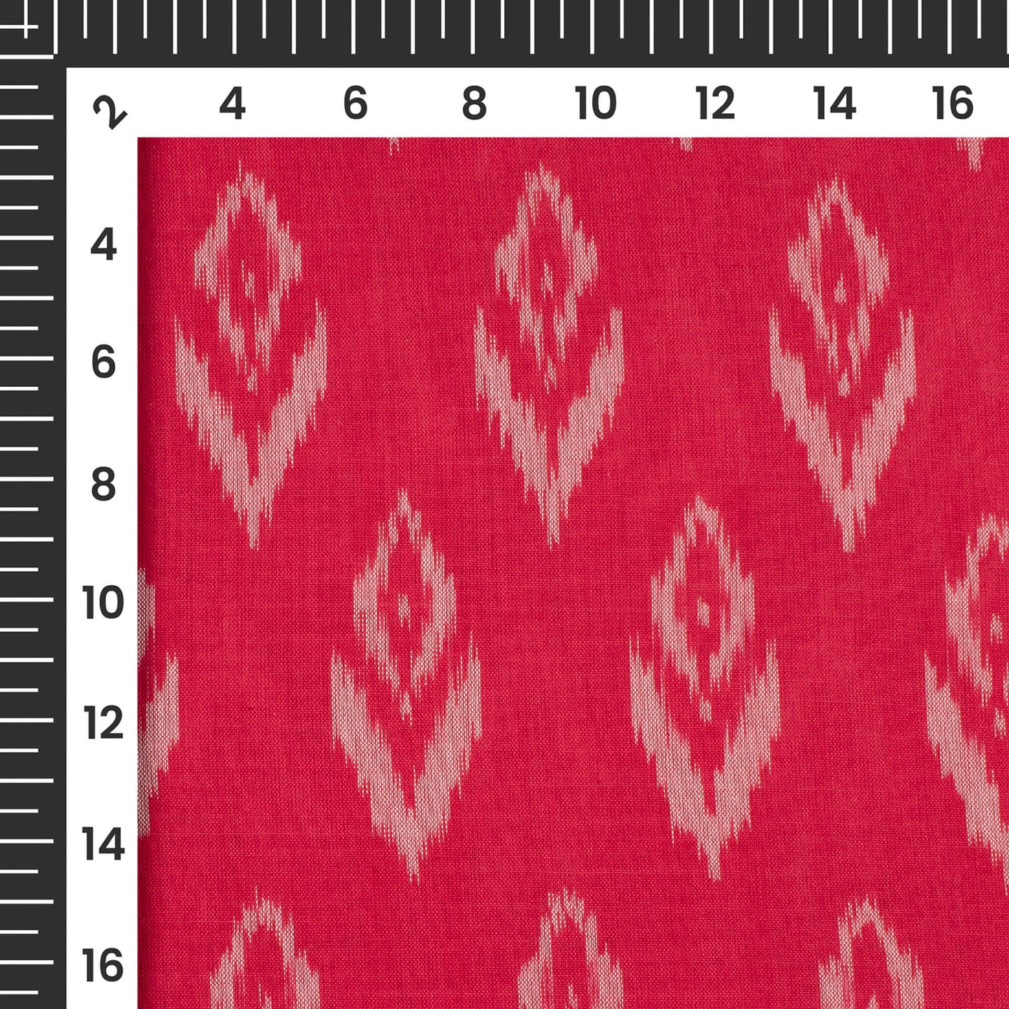 Fiery Rose Pink Pochampally Pre-Washed Mercerised Ikat Cotton Fabric