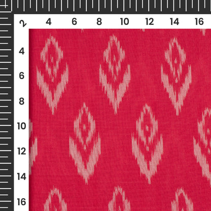 Fiery Rose Pink Pochampally Pre-Washed Mercerised Ikat Cotton Fabric