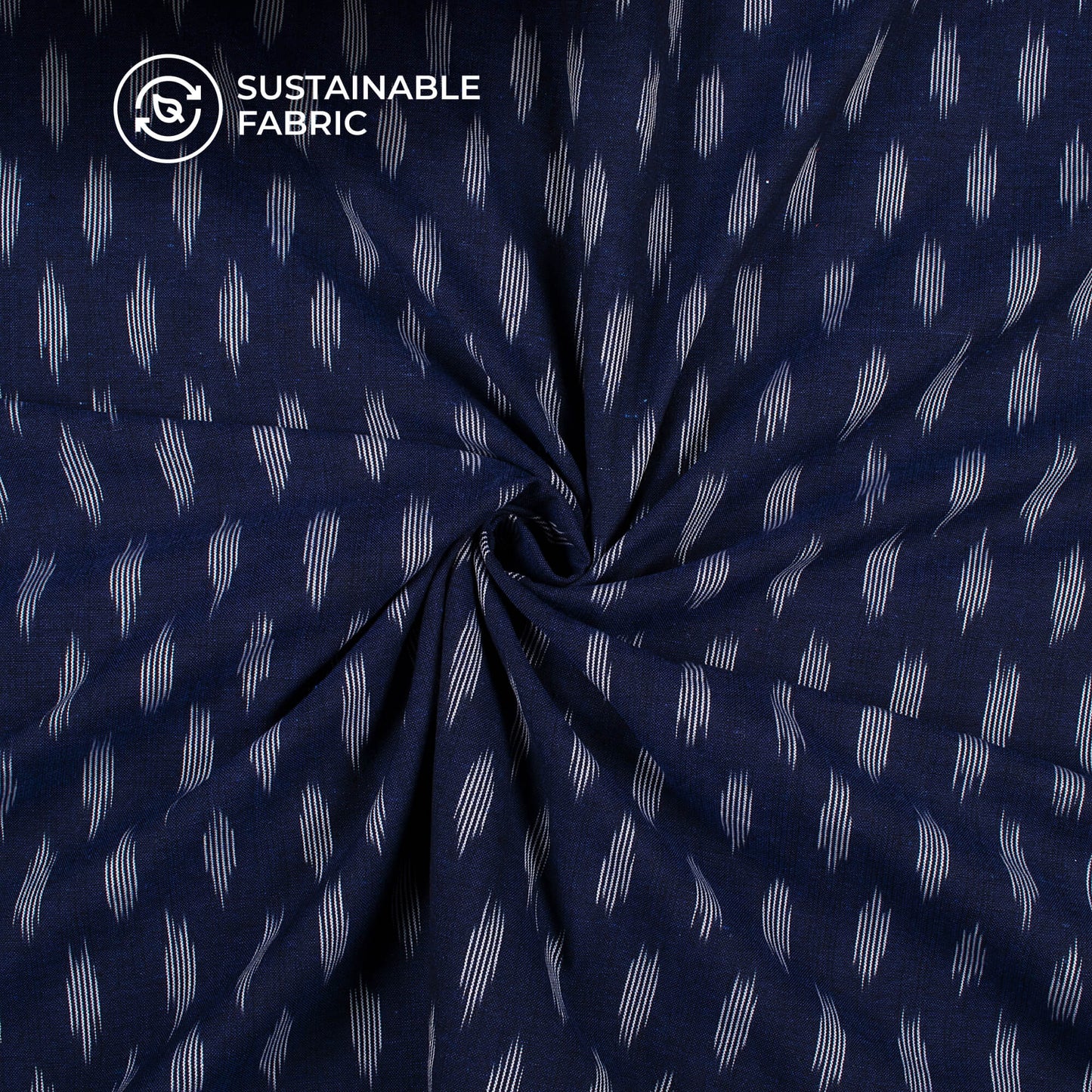 Navy Blue Pochampally Pre-Washed Ikat Cotton Fabric