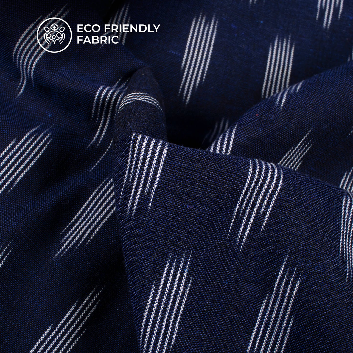 Navy Blue Pochampally Pre-Washed Ikat Cotton Fabric