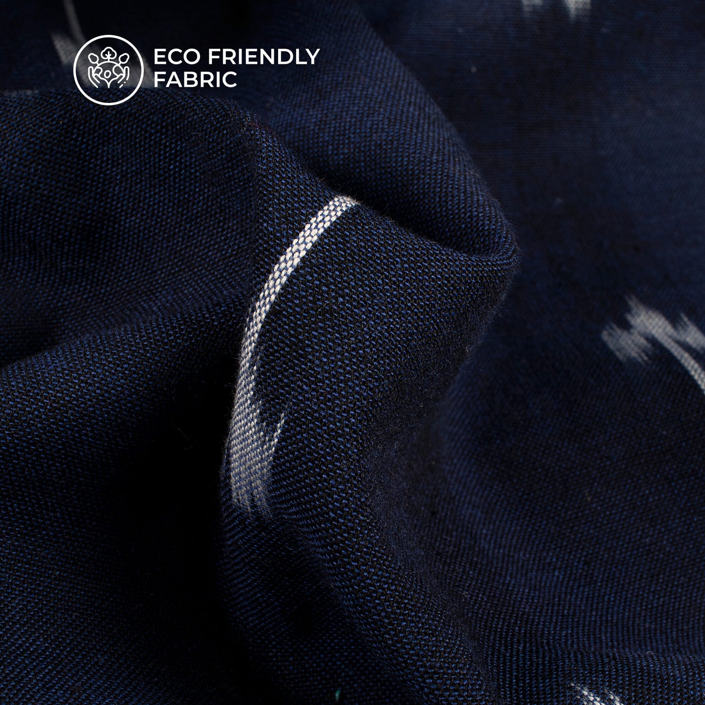 Navy Blue Arrow Pre-Washed Pochampally Ikat Cotton Fabric
