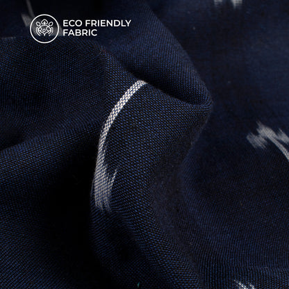 Navy Blue Arrow Pre-Washed Pochampally Ikat Cotton Fabric