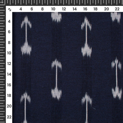 Navy Blue Arrow Pre-Washed Pochampally Ikat Cotton Fabric