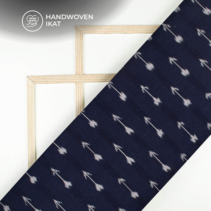 Navy Blue Arrow Pre-Washed Pochampally Ikat Cotton Fabric