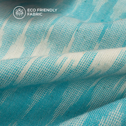 Sky Blue Geometric Pre-Washed Pochampally Computer Ikat Cotton Fabric