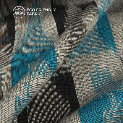 Grey Checks Pre-Washed Pochampally Computer Ikat Cotton Fabric