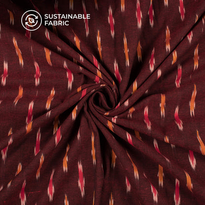 Wine Red Stripes Pre-Washed Pochampally Computer Ikat Cotton Fabric