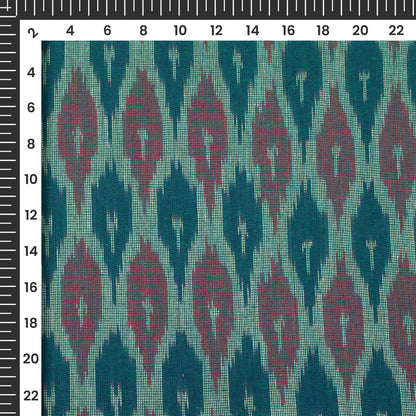 Ocean Blue Geometric Pre-Washed Pochampally Ikat Cotton Fabric