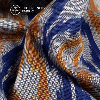 Grey Geometric Pre-Washed Pochampally Ikat Cotton Fabric