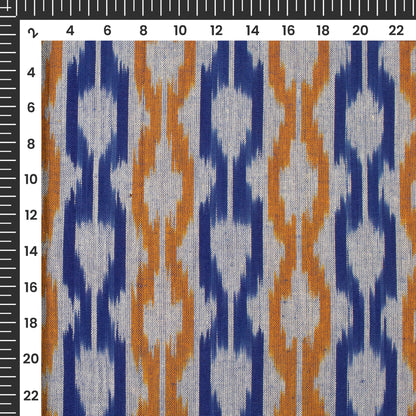 Grey Geometric Pre-Washed Pochampally Ikat Cotton Fabric