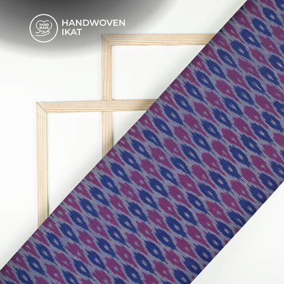 Blue Geometric Pre-Washed Pochampally Ikat Cotton Fabric