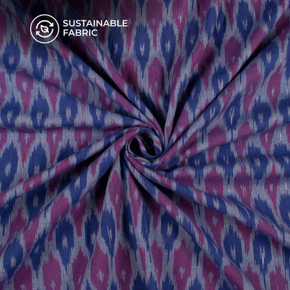 Blue Geometric Pre-Washed Pochampally Ikat Cotton Fabric