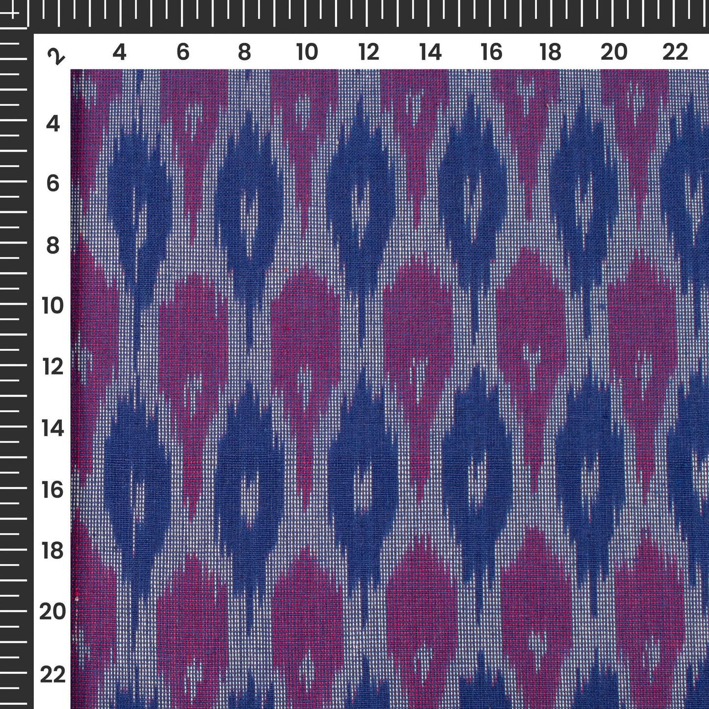 Blue Geometric Pre-Washed Pochampally Ikat Cotton Fabric