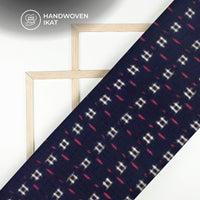 Blue Checks Pre-Washed Pochampally Double Ikat Cotton Fabric