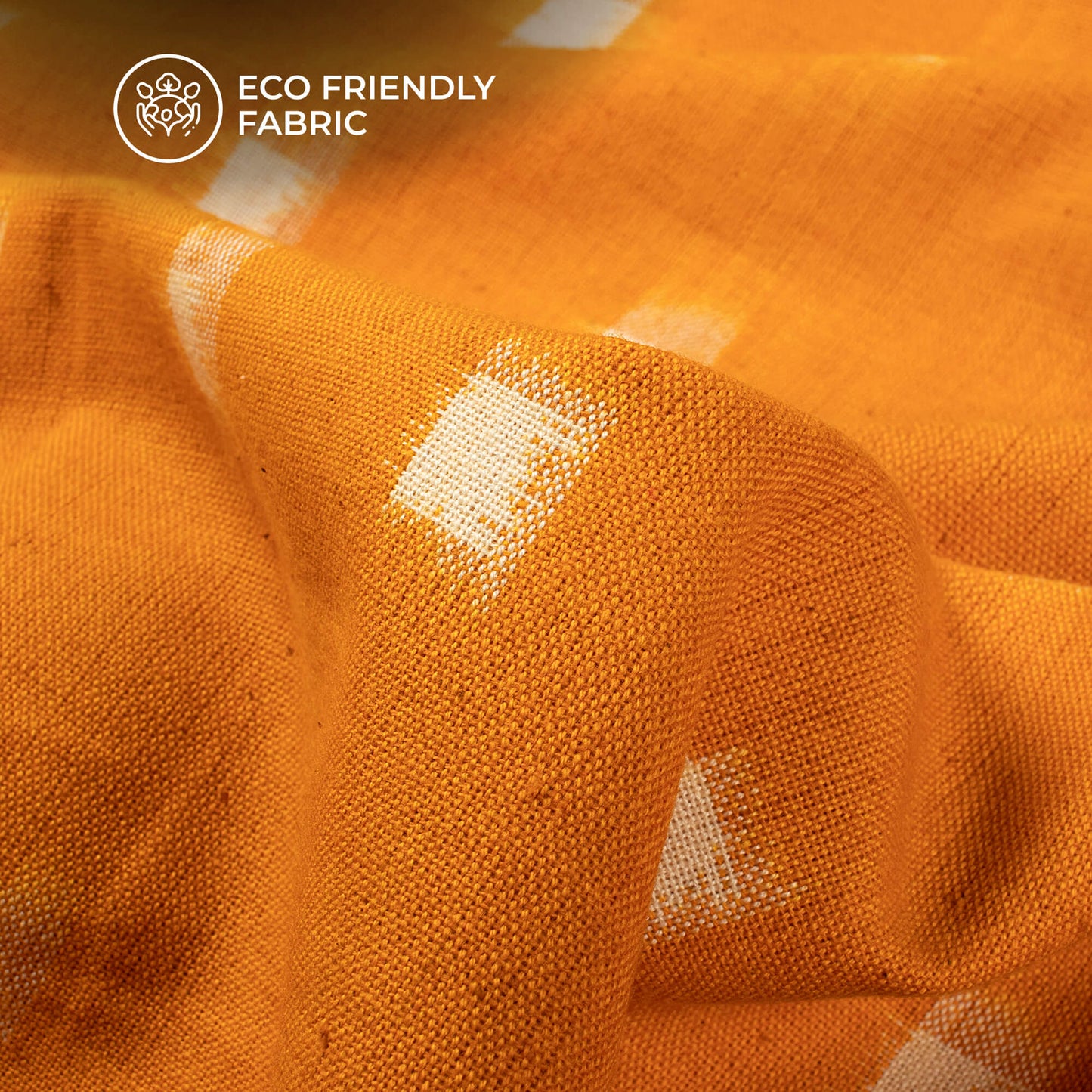 Yellow Checks Pre-Washed Pochampally Double Ikat Cotton Fabric