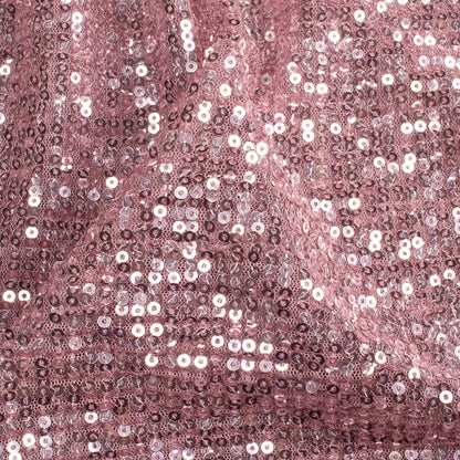Dusty Pink Premium Sequins Imported Mesh Net Fabric (Width 60 Inches)